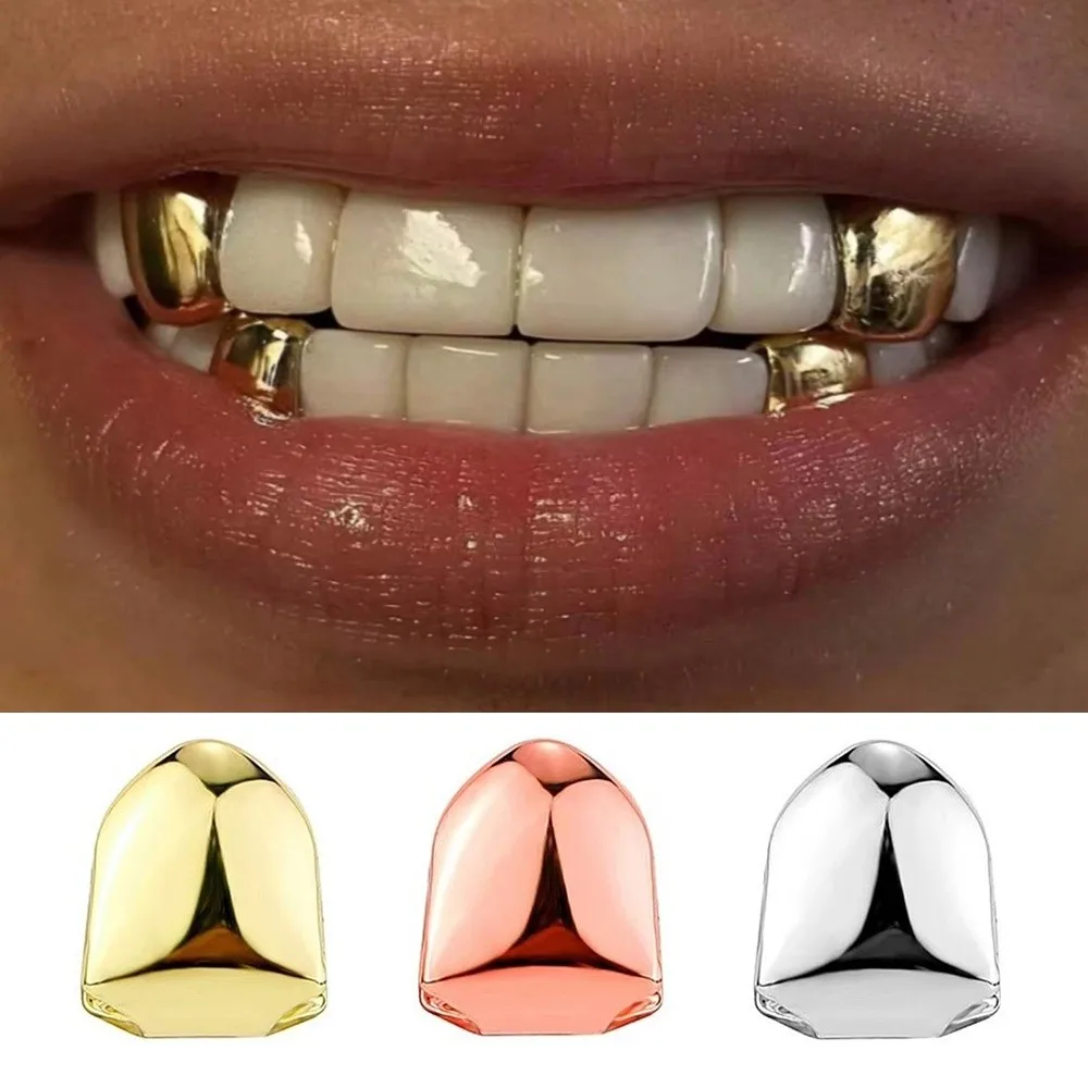 Fashion Hip Hop Single Tooth Caps Small Single Teeth Gold Plated Dental Grills Braces Music Performances