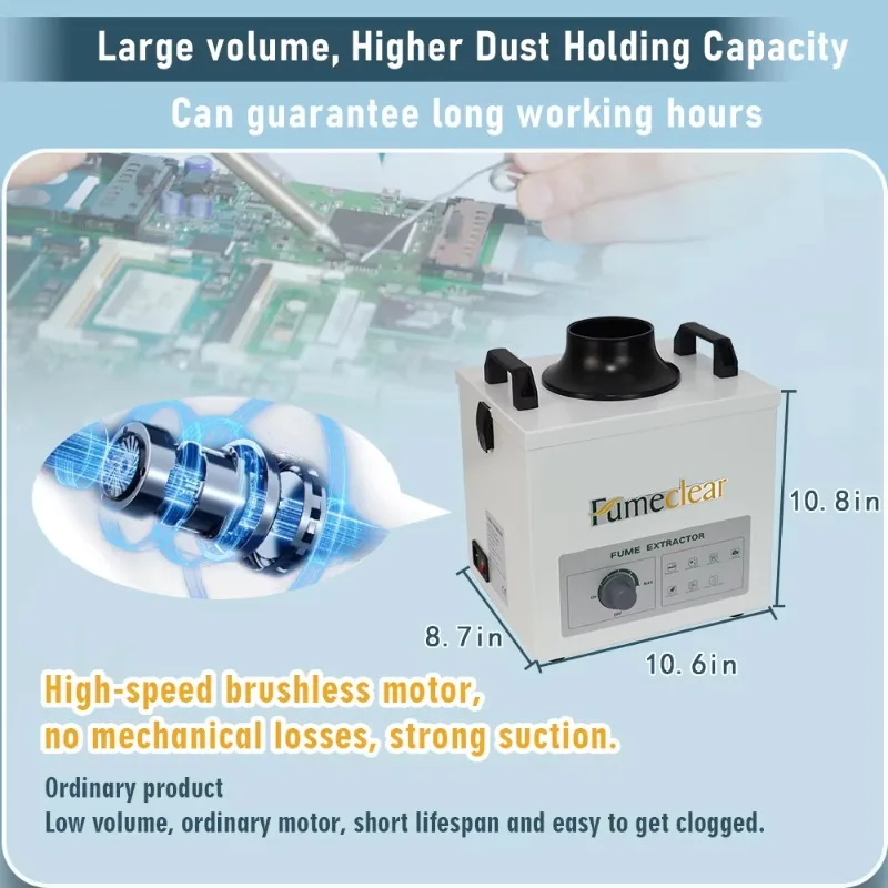 Coletor de pó portátil de 100 W e extrator de fumaça – para beleza capilar de salão de beleza