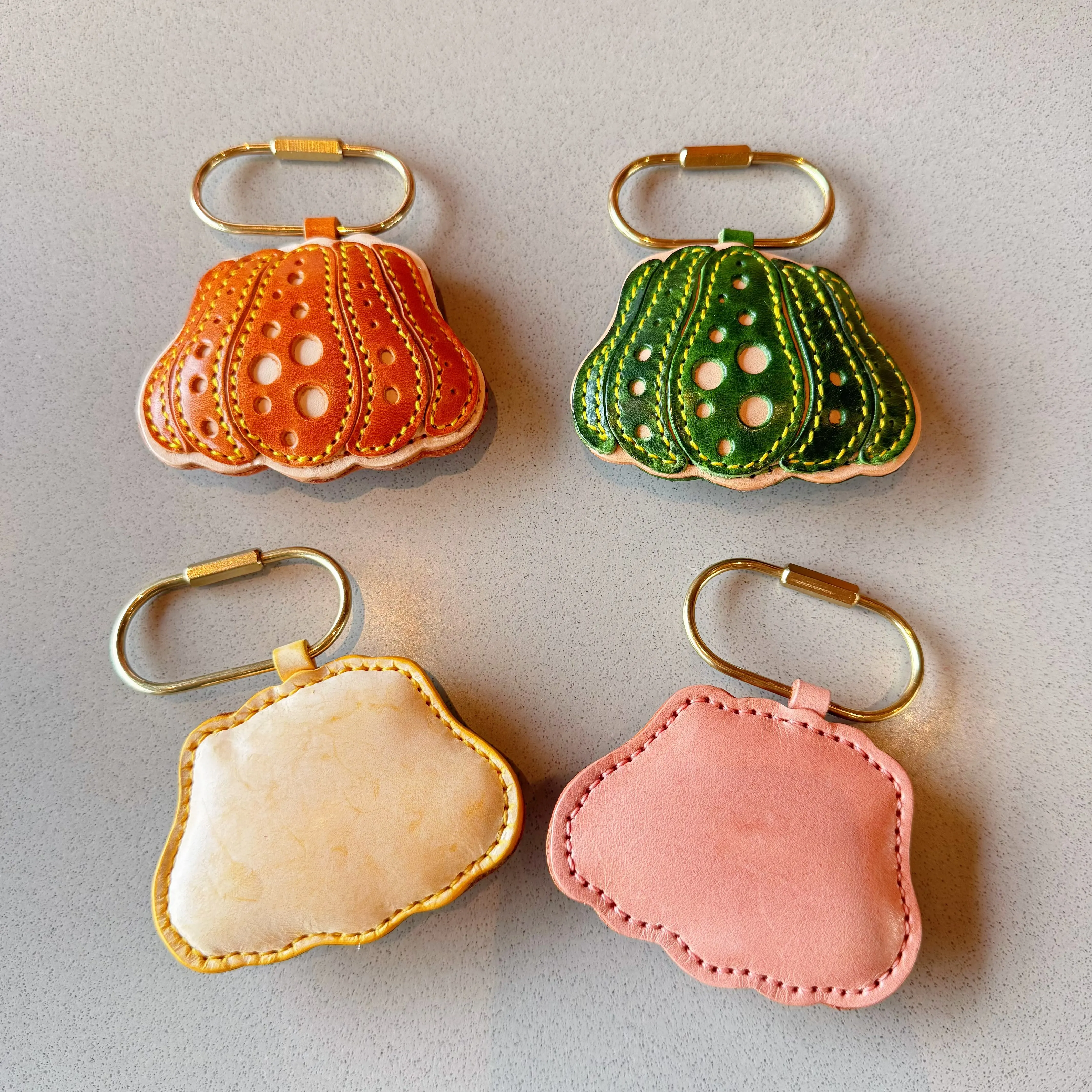 Plant Theme Pumpkin Cowhide Bag Charm Keyring Pendant Phone Case Hanging Ornament School Bag Keychain Decor Accessories
