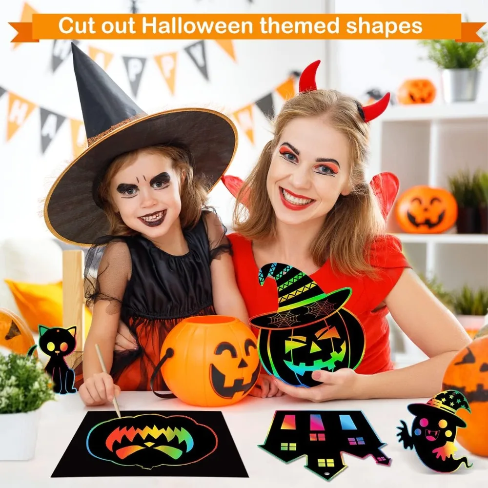 Подарок для детей от 3 до 12 лет — 3 упаковки радужных скретч-блокнотов, наборов принадлежностей для рукоделия и цветных бумаг для рисования.