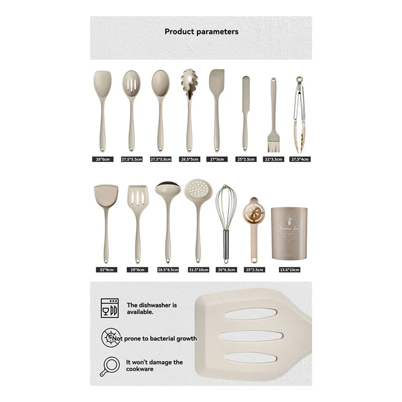 

A69E446° F Heat Resistant Kitchen Turner Tongs,Spatula Silicone Cooking Utensils Tool Set For Dishwasher Safe