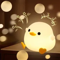 DouDou Duck Night Light, Cute Duck Lamp, Rechargeable Dimmable Nightlight, Silicone LED Bedside Lamp Nursery Touch-Sensitive