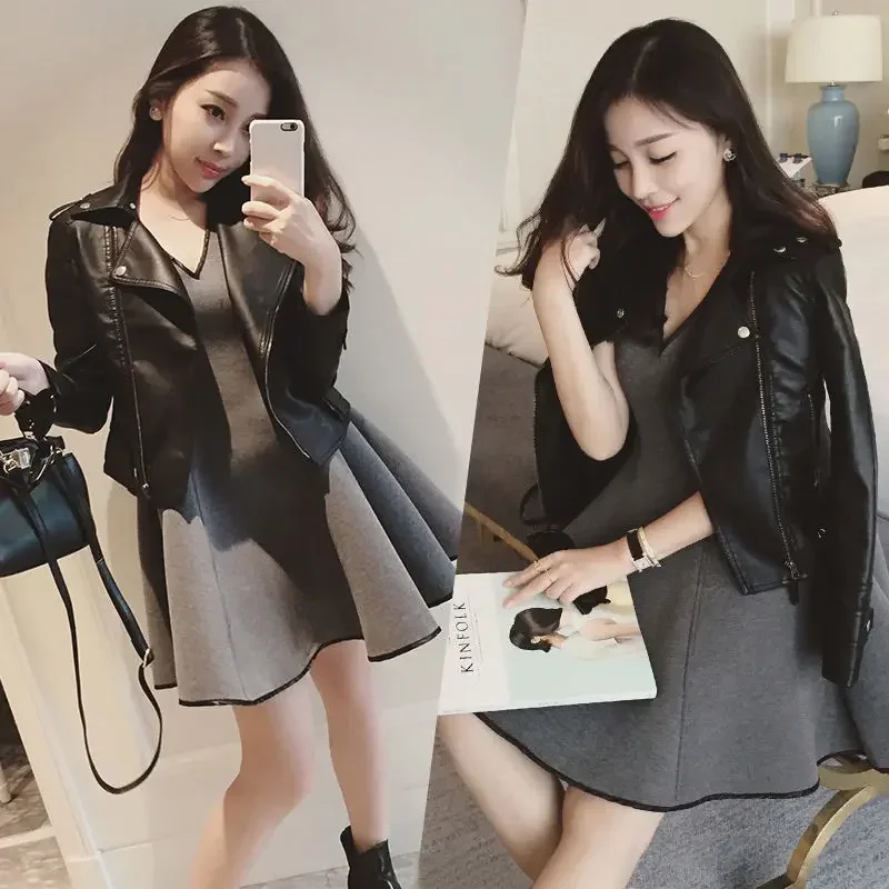 Coats Woman Spring Autumn Leather Jacket for Women New Products Korean Reviews Clothes High Quality Pretty Style Cheap Deals