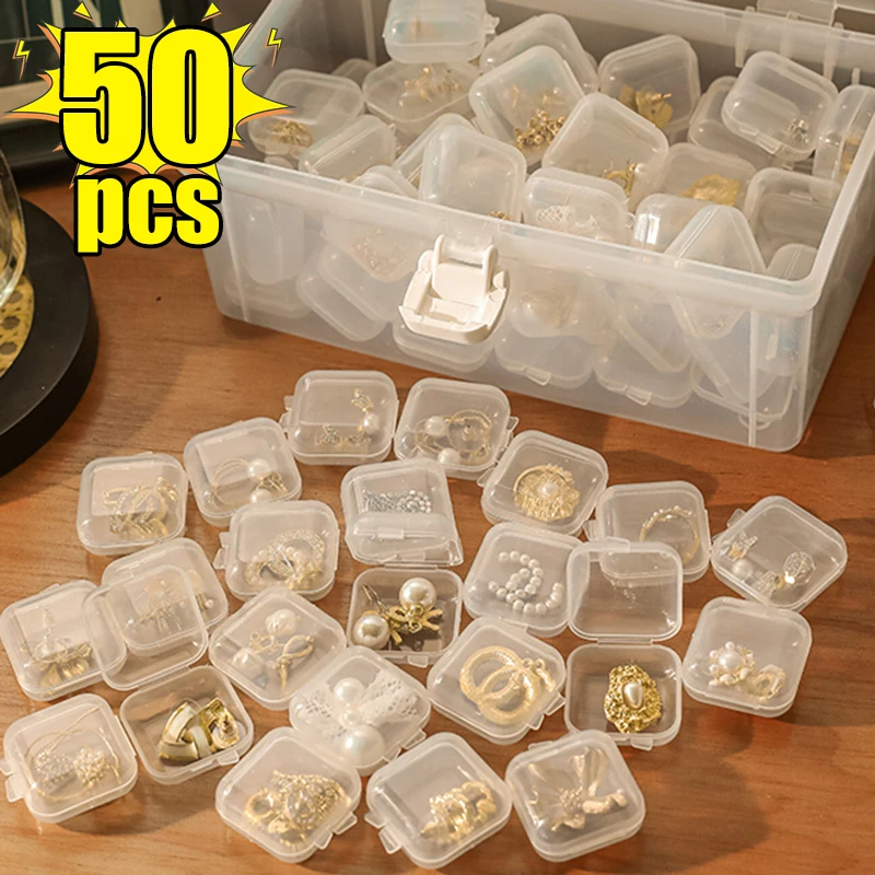 

Small Boxes Square Transparent Plastic Box Jewelry Storage Case Finishing Container Packaging for Earrings Jewelry Box Organizer