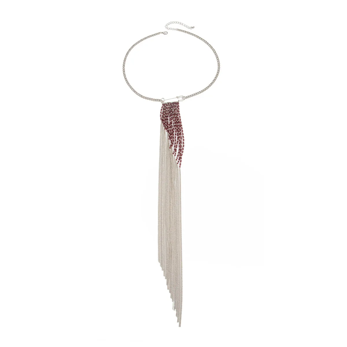 Silver Color Tassel Chain Brooch Fashion Accessory Fixed Clothes Pins for Women Crystal Bead Pendant Jewelry Accessories view 6