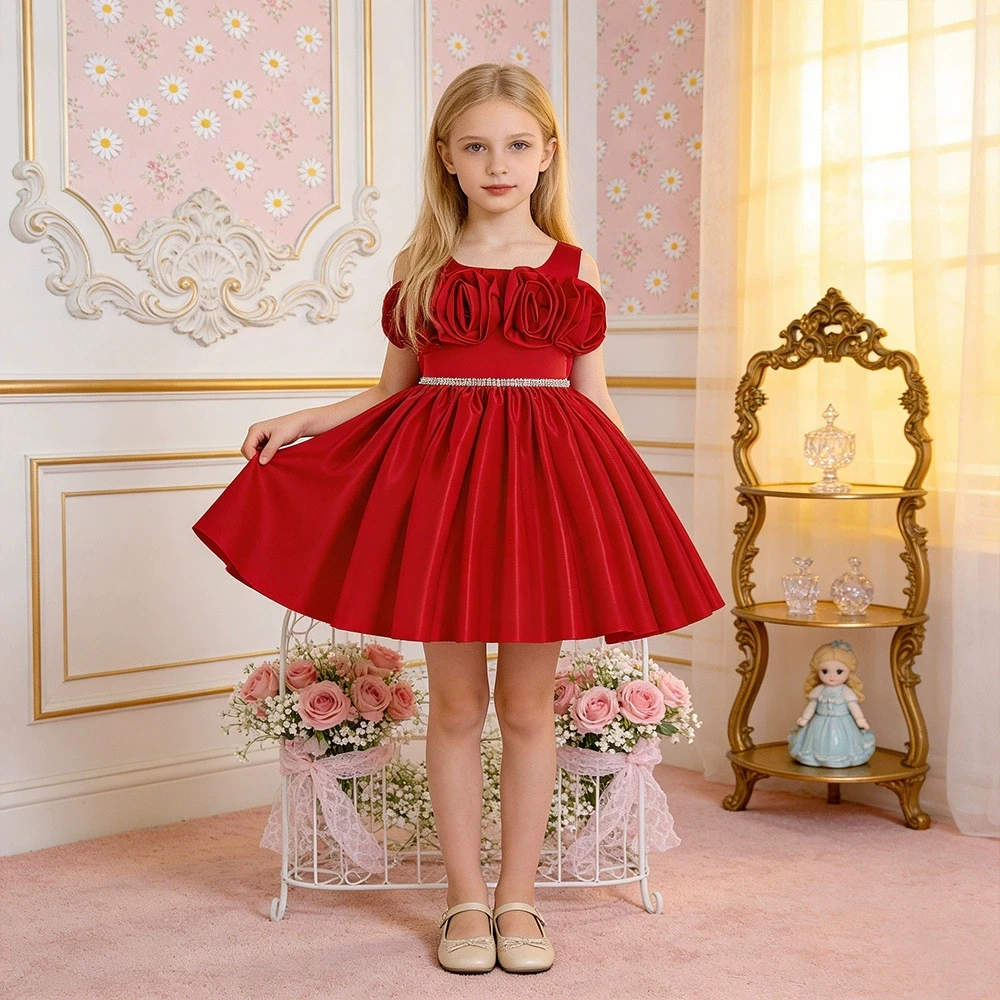 

Модные платья для девочек с цветочным узором, элегантные платья с пайетками для подружек невесты, на день рождения, свадьбу, выпускной, с бантом, новогодние костюмы