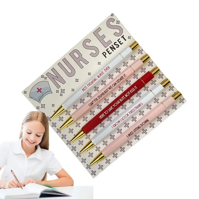 Набор забавных шариковых ручек 5X, набор ежедневных ручек с забавными цитатами, черные чернила, забавные новые ручки с цитатами, портативный набор шариковых ручек для взрослых