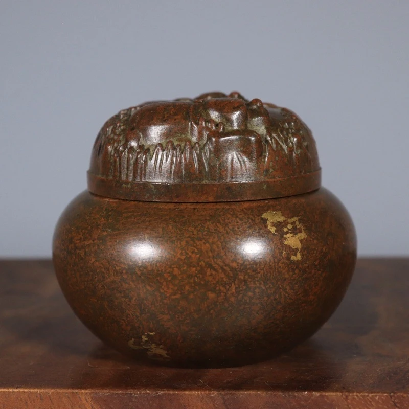 Pure copper Suzhou-style gold-splattered , collectible bronzeware, agarwood and sandalwood burner, incense