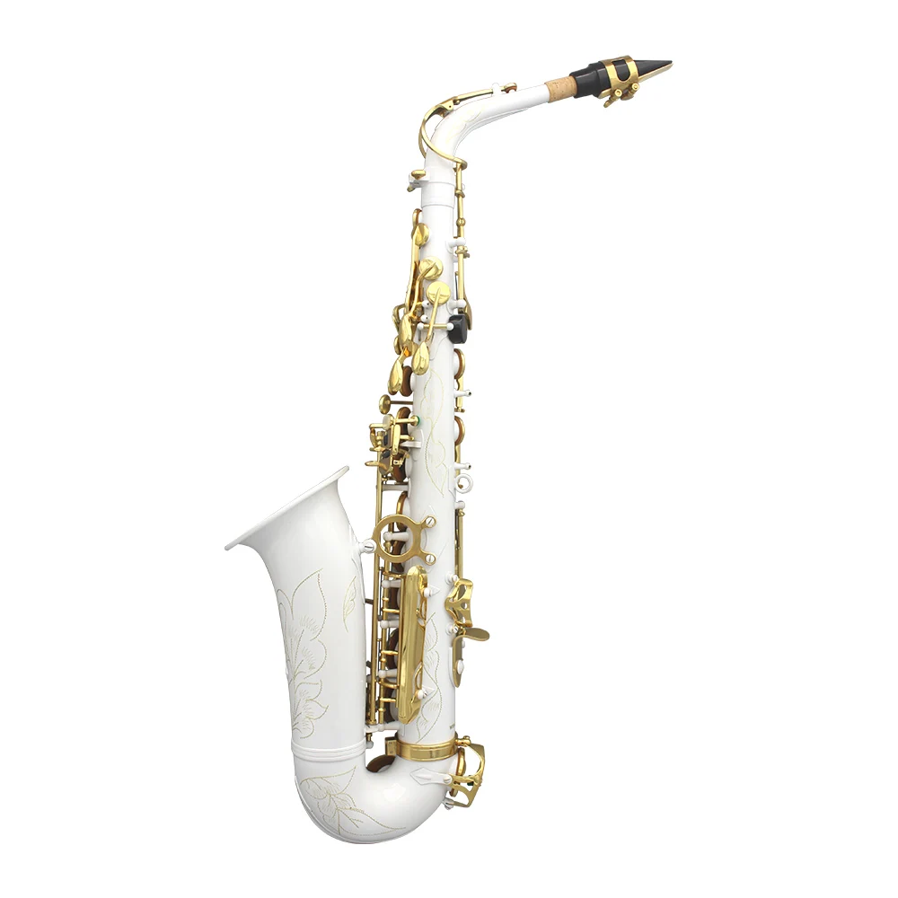SLADE Eb Alto Saxophone E Flat White Brass Body Shell Keys White Alto Saxophone Professional Sax Woodwind Instrument With Bag