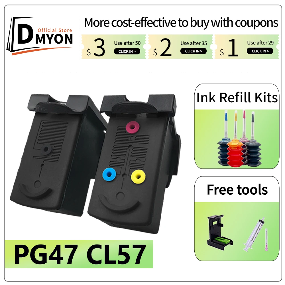 PG47 CL57 Remanufactured Ink Cartridge Replacement for canon printer pixma cartridge E400 E410 E480 E4270 E3170 E3177 E3470