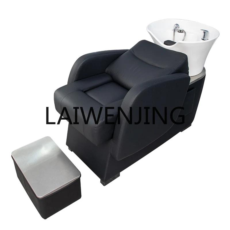 

RWJ Barber Shop Shampoo Chair Massage Half Lying Flushing Bed Fiberglass Ceramic Basin