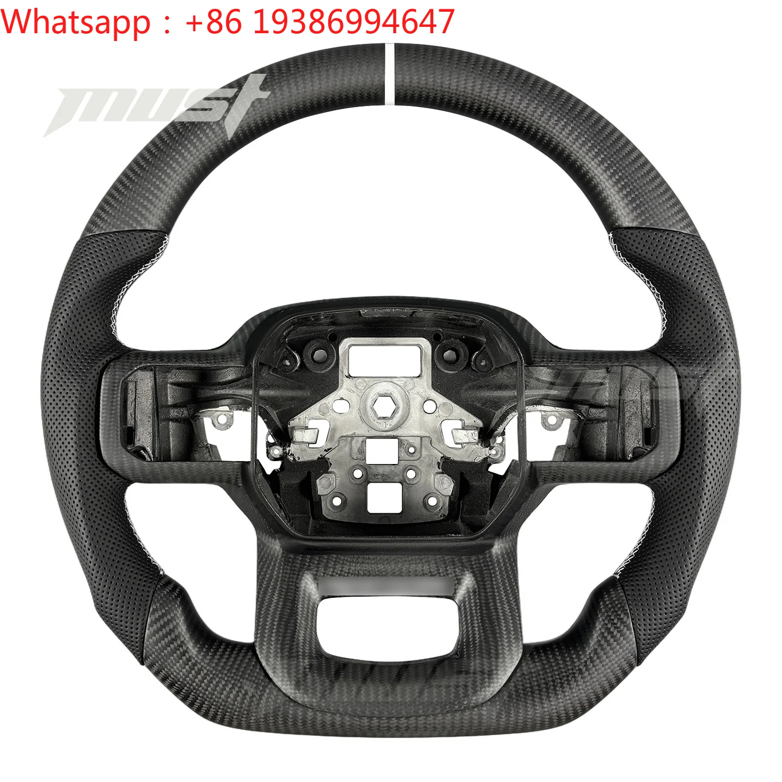 For Custom Sports Matte Carbon Fiber Steering Wheel for Ford F-150 Raptor R XL XLT Platinum LARIAT Tremor 21-27 Interior Upgrade