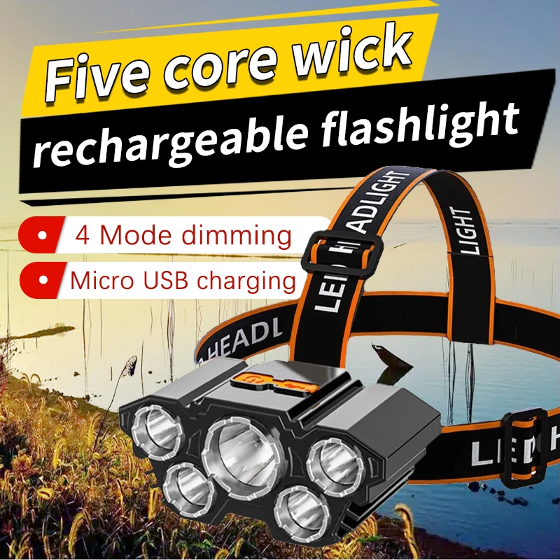 Portable rechargeable headlight ultra-bright ultra-light night fishing home emergency focus long shot headlight mining lamp