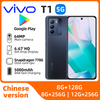 Vivo T1 5g CPU Snapdragon 778G 6.67inch SmartPhone LCD 120hz Screen 64MP Camera 5000mAh 44W Charge Android Original Used Phone