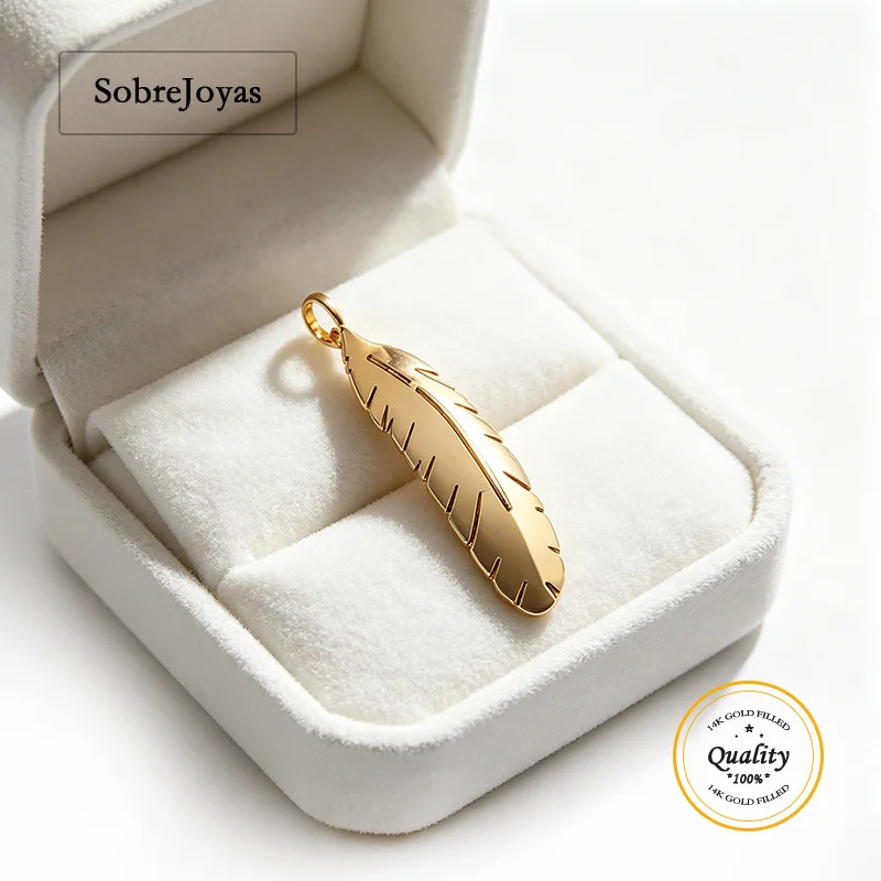 

14K Gold Filled Feather Charm 25x4.5mm for DIY Handmade Bracelet And Necklace Jewelry Findings