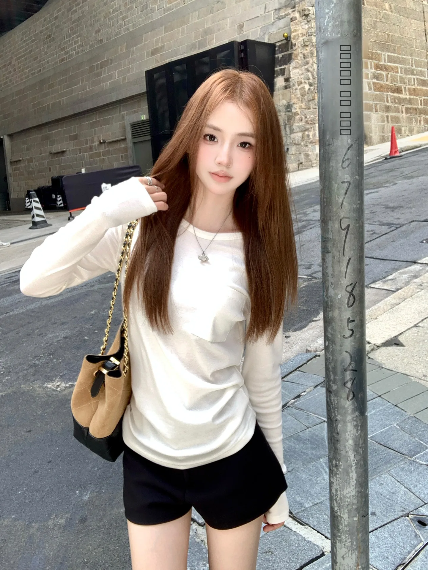 

Ay Snow Handmade Loose Fit Long Sve T-irt Basic Soft Wool Lyocell ket Women's Casual Sle Mid-Length round Ne