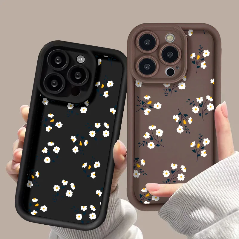 Small Floral Phone Cases For iPhone 11 Case iPhone 13 12 14 15 Pro Max 7 8 Plus SE XS X XR Liquid Silicone Shockproof Soft Cover