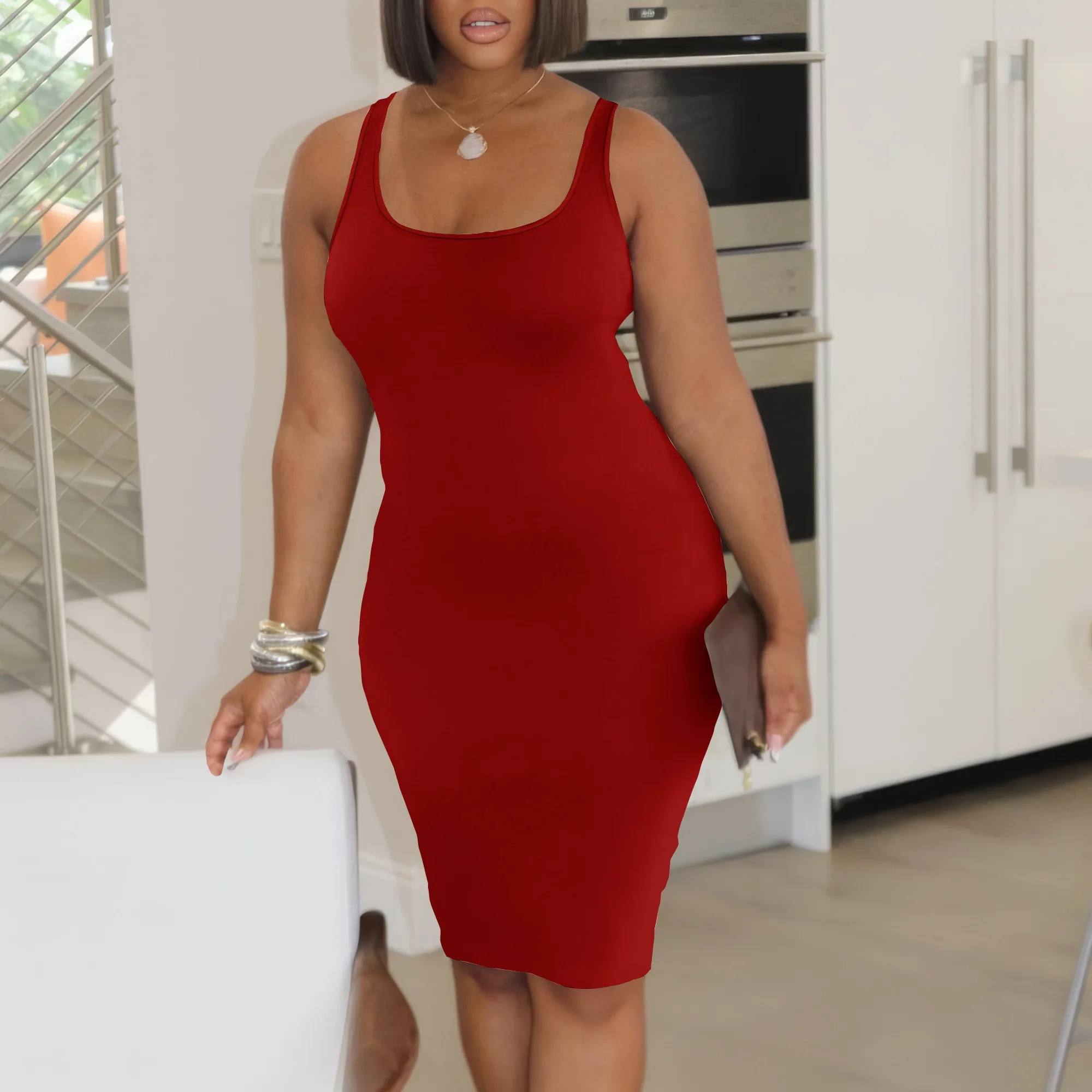 

Women's Sexy Dress Sleeveless Basic Midi Club Dresses