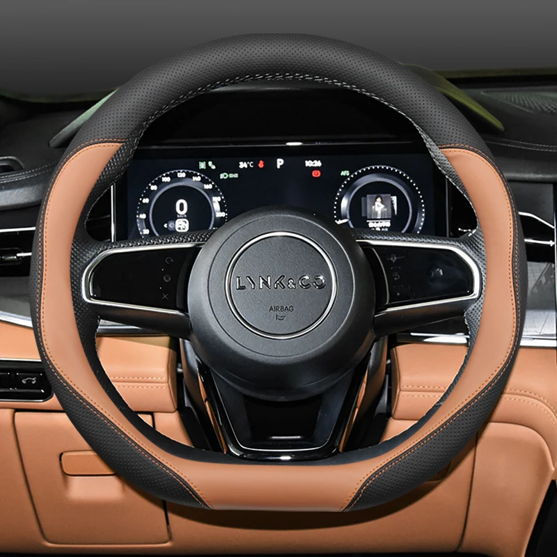 

For Lynk & Co 09 EMP PHEV Ultrathin Leather Steering Wheel Cover Four Season Universal Anti Slip Car Interior Accessories
