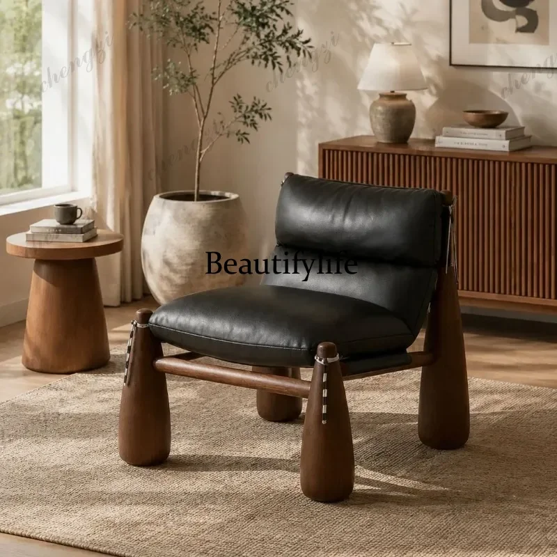 Medieval solid wood home living room leisure single sofa chair m138