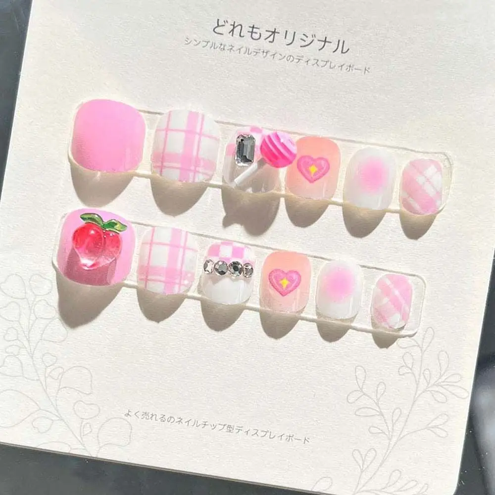 

Flower Children False Nails Rabbit Full Cover Nail Art Tips Cartoon Fake Nails Manicure Material Short Square Shaped