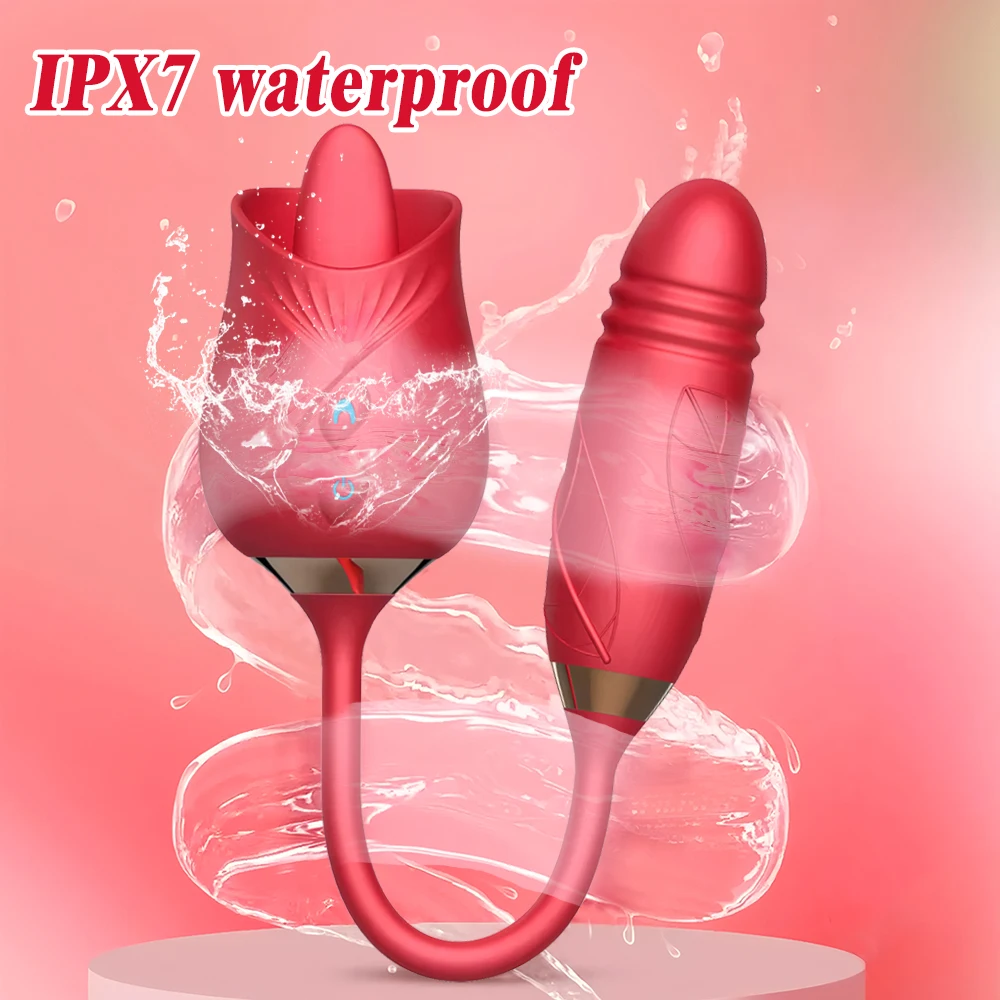 Multi Speed Rose Licking Vibrator Thrusting Dildo Clitoral G-Spot Stimulator Massager Rechargeable Waterproof Sex Toy for Women view 6