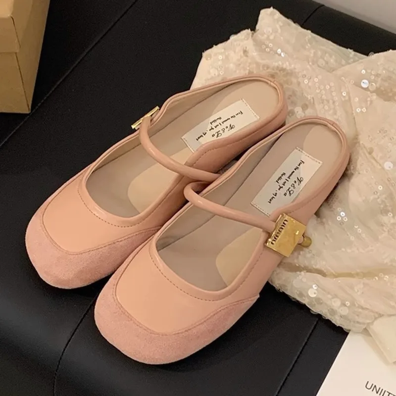 

Летняя женская обувь на плоской подошве, обувь для босиком, верхняя одежда, розовые крутые полутапочки, повседневные мягкие туфли на плоской подошве в корейском стиле, женская обувь