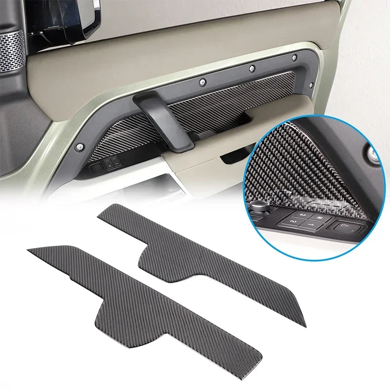 

2Pcs Soft Carbon Fiber For Land Rover Defender 90 110 2020-2024 Car Front Row Inner Door Armrest Side Panel Sticker Accessories