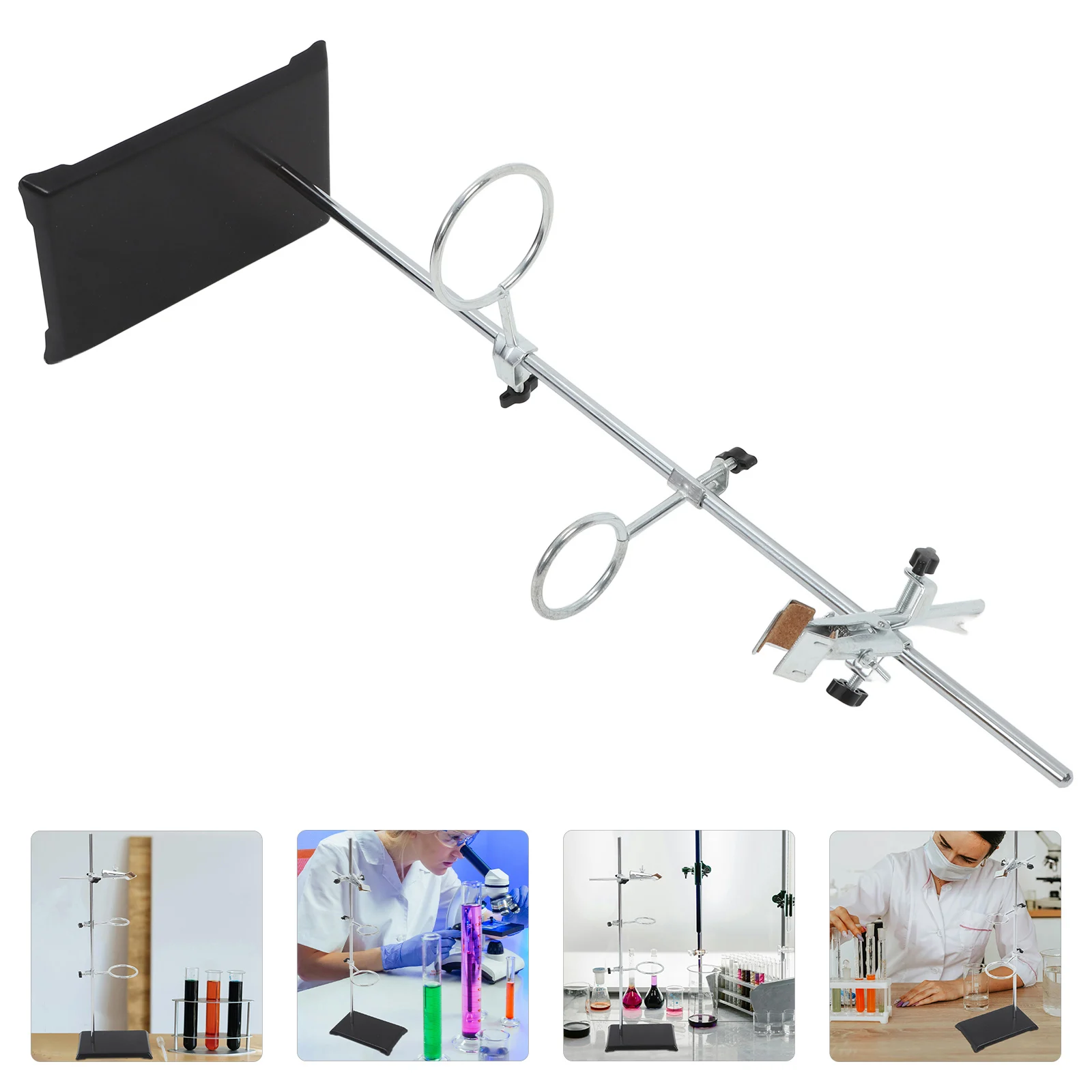 

Iron Stand 40cm Square Base Lab Equipment Stainless Steel Ring Clamp Test Tube Holder Chemistry Funnel Rack Lab Clamps Teaching