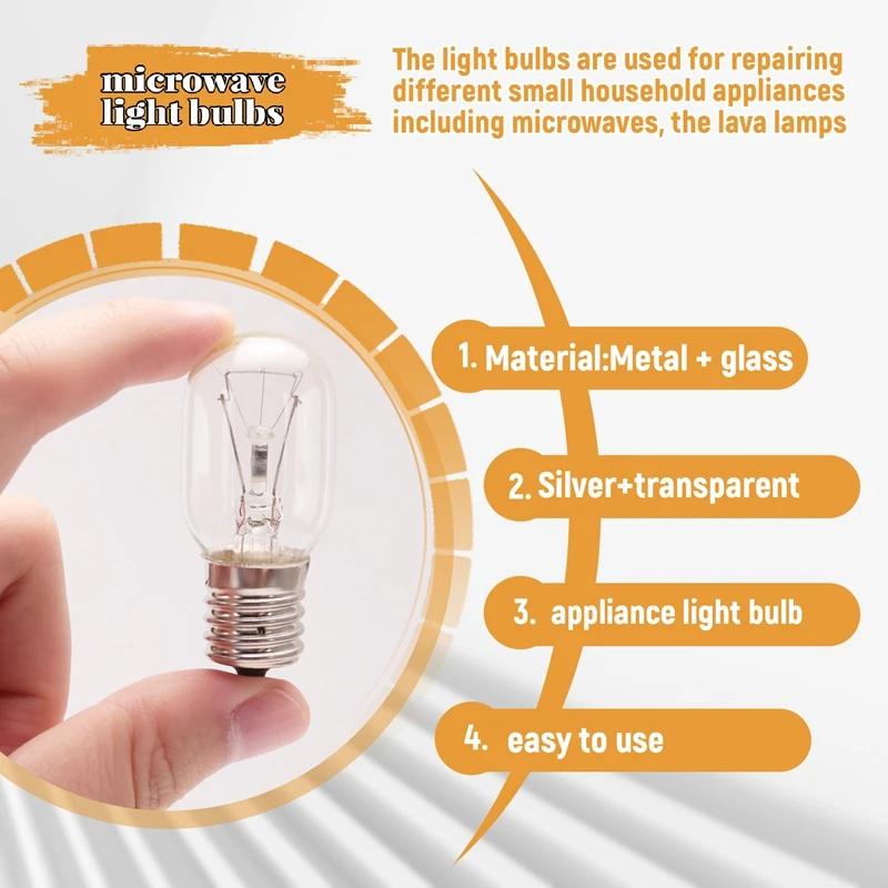 Microwave Light Bulb 40W E17 125V Replacement Part - Exact Fit for Microwaves and the Lava Lamps - Pack of 3-A99X