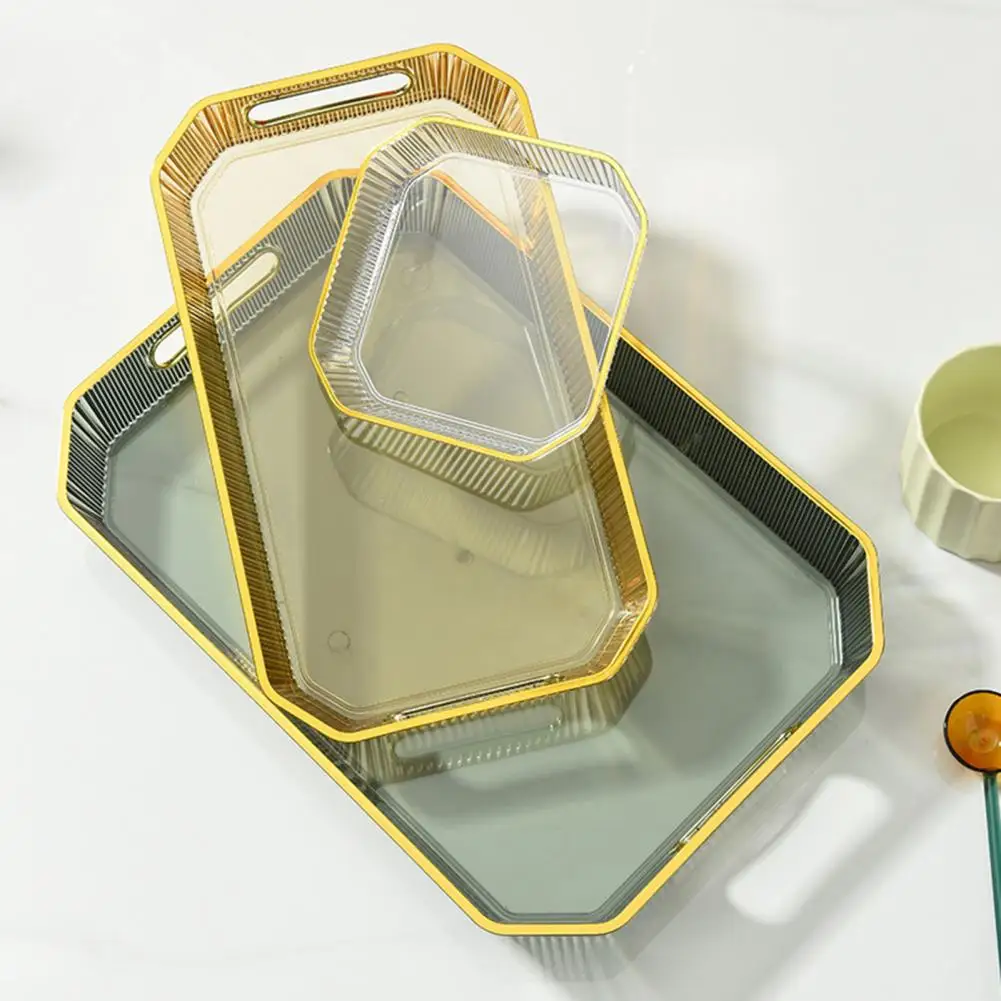 Fashion Teacup Tray Convenient Golden-rimmed Tray Stackable Decorative Golden Trimmed Fruit Food Tray