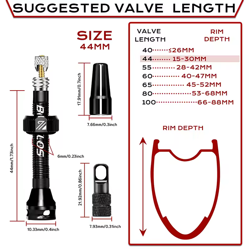 BUCKLOS 40/44/55/60/65/80/100mm Tubeless Valves Bike Aluminum Alloy Presta Nipples Removable Core Air Valve for Road MTB Bicycle - Image 10