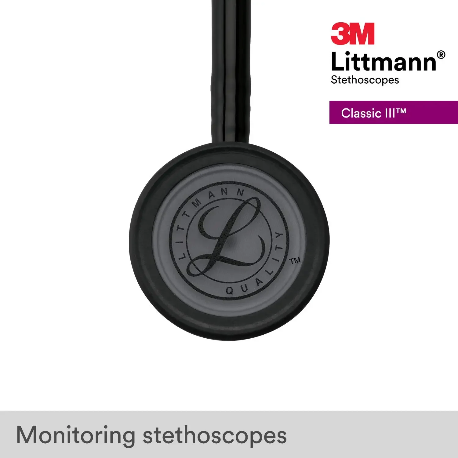 3M Littmann Classic III Monitoring Stethoscope 5803 All Black Tube Stainless Stem and Headset For Doctor Nurse Health Care