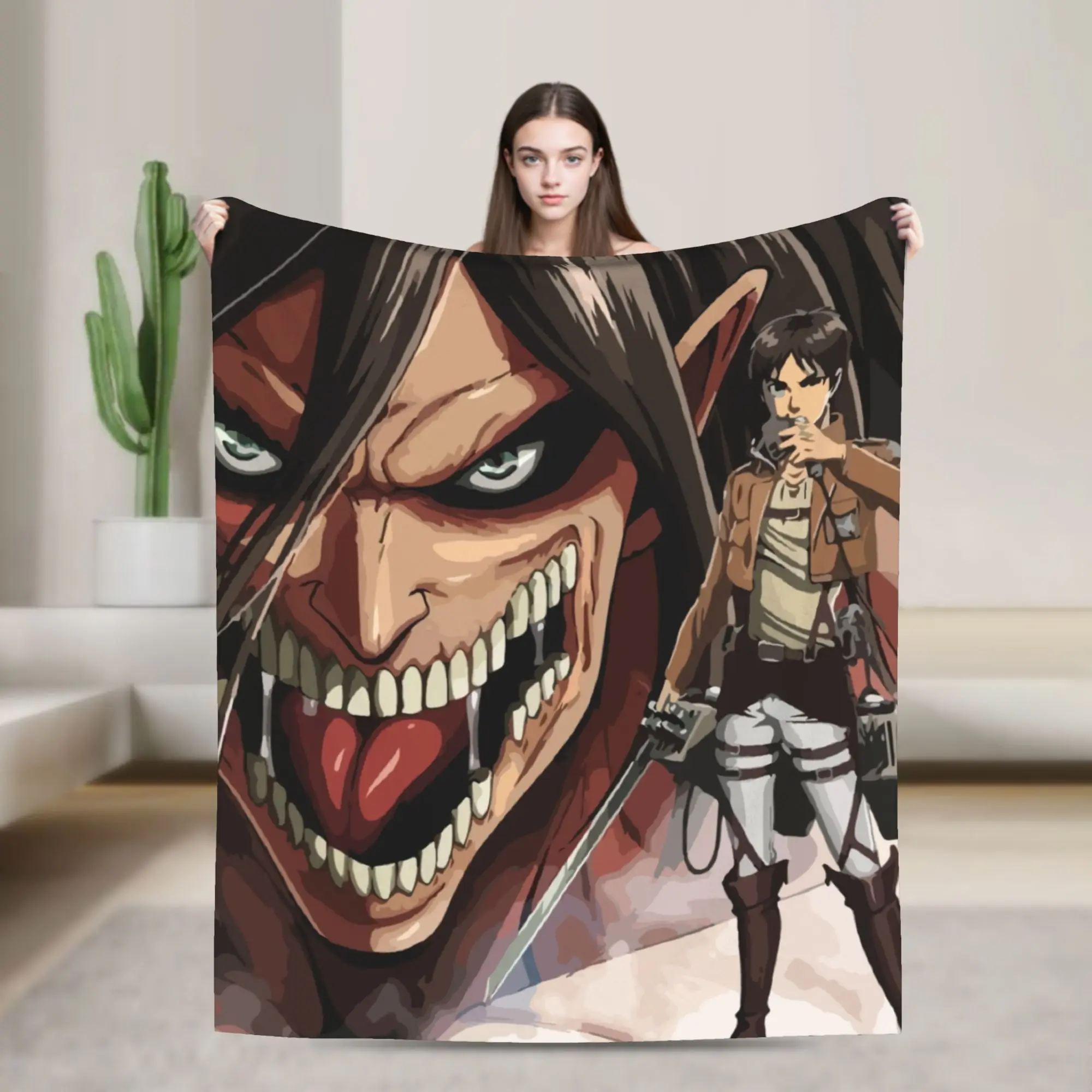 

Attack on titan Eren Wool Blanket Best Anime Shingeki no Kyojin Customized Throw Blankets for Home 125*100cm Bedspreads