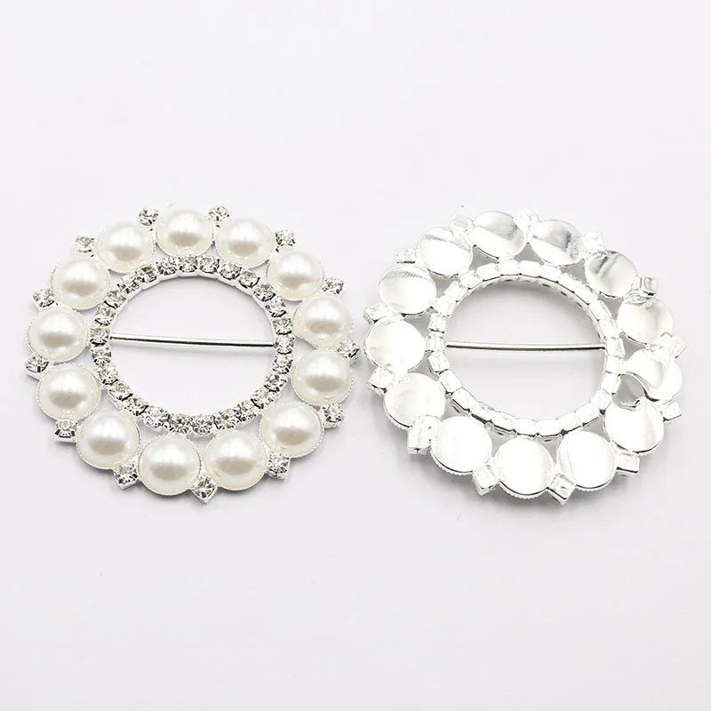 New 2 Pieces Of 56MM Fashionable Pearl Rhinestone Sliding Buckle, DIY Shoe Buckle, With Knot Angle, Belt Scarf Decorative Buckle