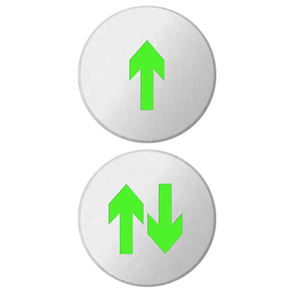 

2Pcs Stainless Steel Arrow Exit Sign Glow in The Dark Safety Sign for Stairs Way Two Way Metal Arrow Safety Indicator