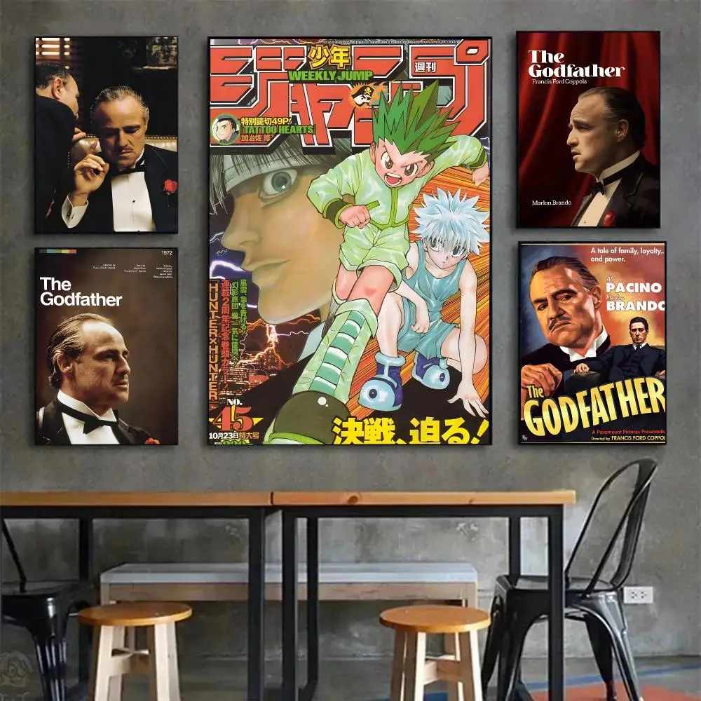 movie crime drama T-The Godfather Poster Painting Wall Art Mural for Living Room Home Decor and Gifts