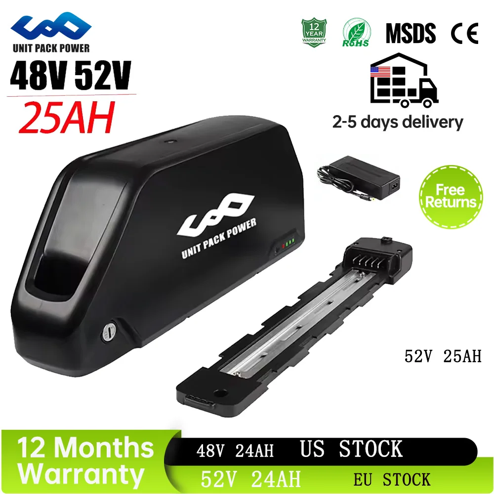 52 فولت 25AH EBike بطارية 21700 60 فولت 52 فولت 48 فولت 24AH Downtube بولي L-G 60 فولت 19.2AH E دراجة بطارية حزمة للسكوتر 1000 واط 1500 واط 2000 واط