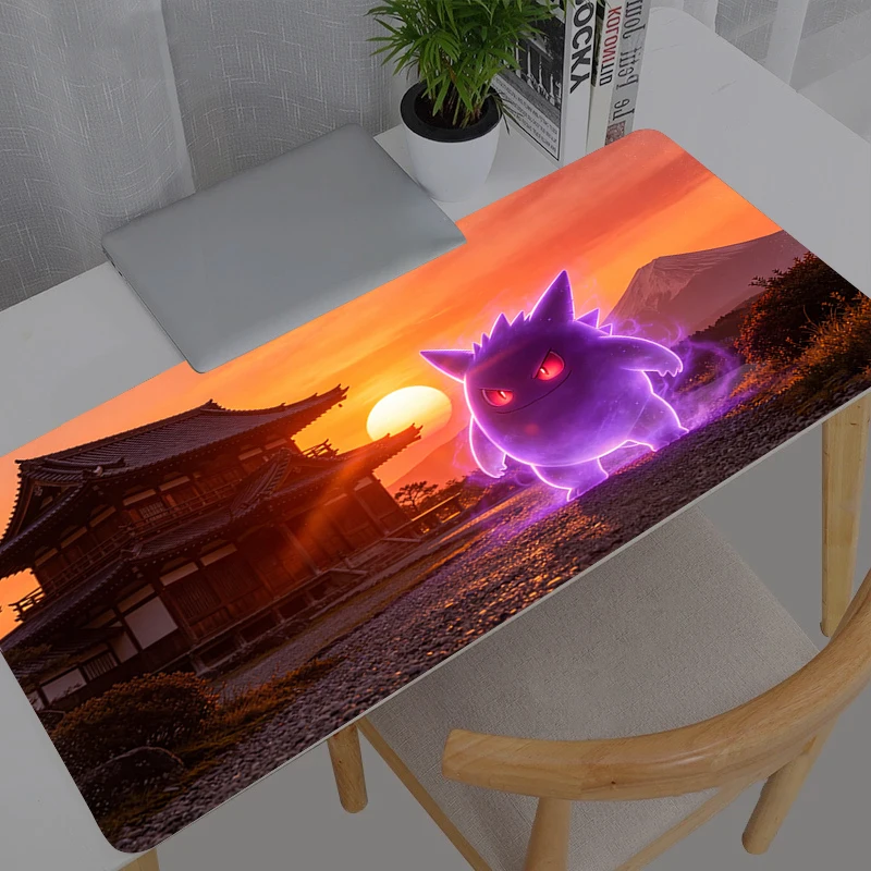 Tapis de souris XXL pour gamer, grand format, Pokemon Pikachu Gengar, tapis de bureau pour clavier et souris, tapis en caoutchouc, tapis de souris pour ordinateur portable