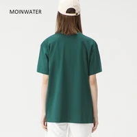 WAVLATII New Women Solid Cotton T Shirts Female Dark Green Oversized Casual Soft Tees Unisex Short Sleeve Summer Tops 5