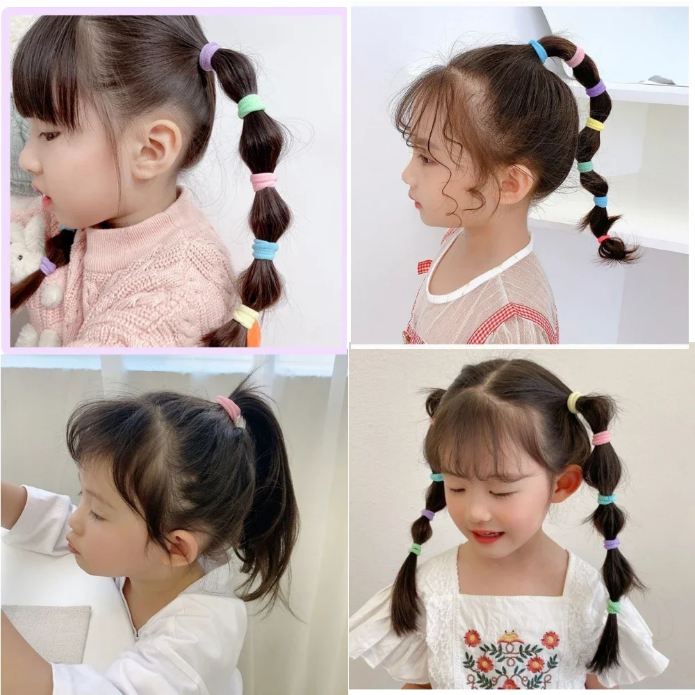 Gomas para el pelo de colores para niña, cintas de nailon, pinzas, lazos, accesorios para el cabello de moda, 100/300/500 piezas