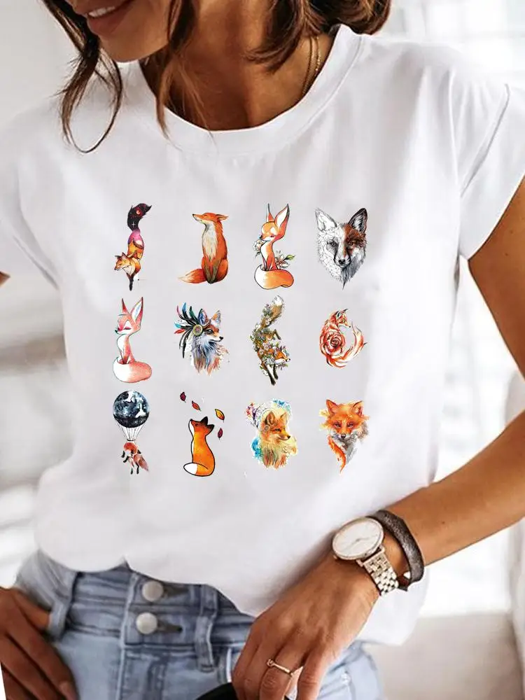 Mode Korte Mouw Casual T-shirts Kleding Vrouwen Vrouwelijke Aquarel Make Up Bloem Zomer T Kleding Dames Print Graphic Tee