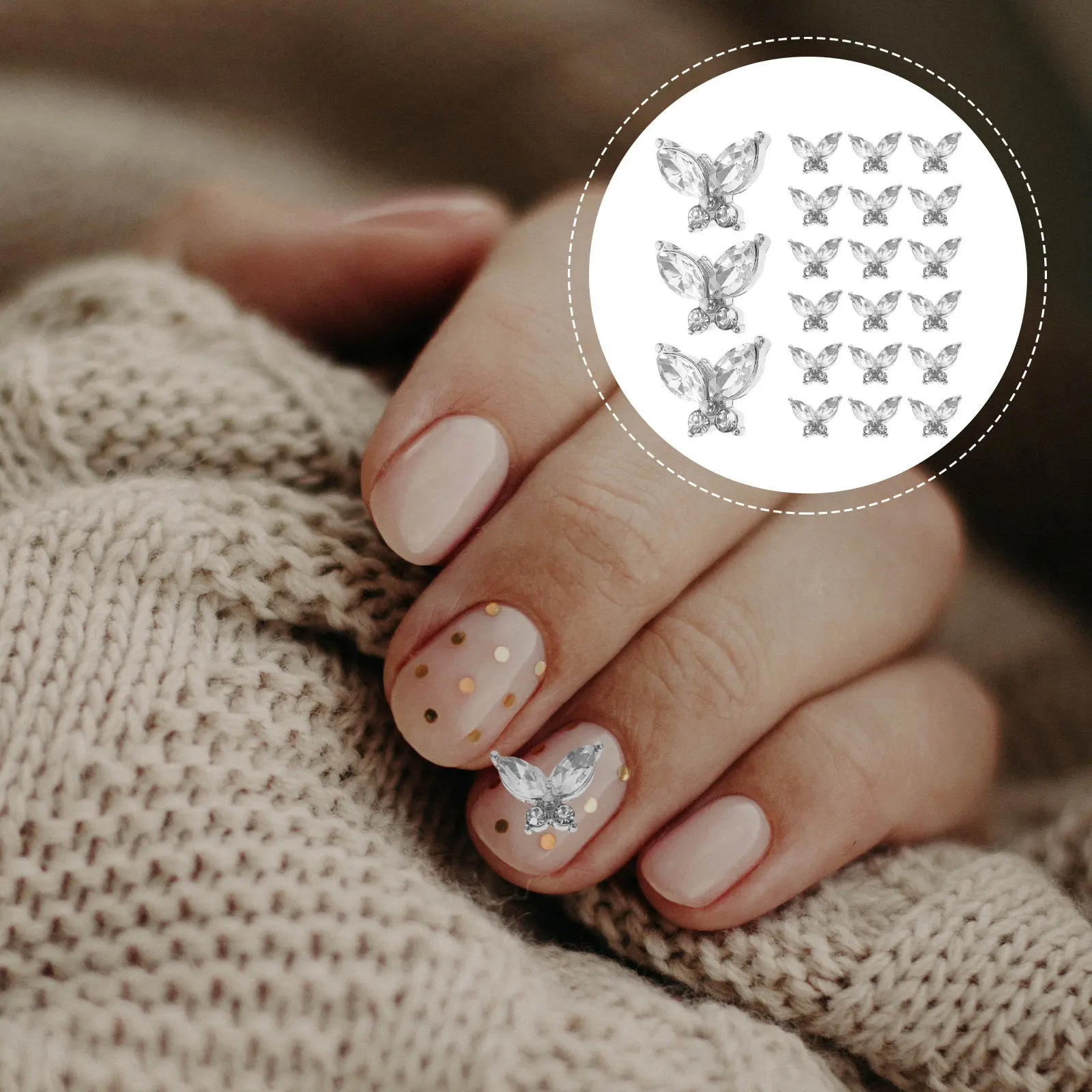 

20 шт. хрустальных бабочек для ногтей, стразы, украшения для маникюра, маленькие камни, принадлежности для маникюра для женщин, для DIY-маникюра