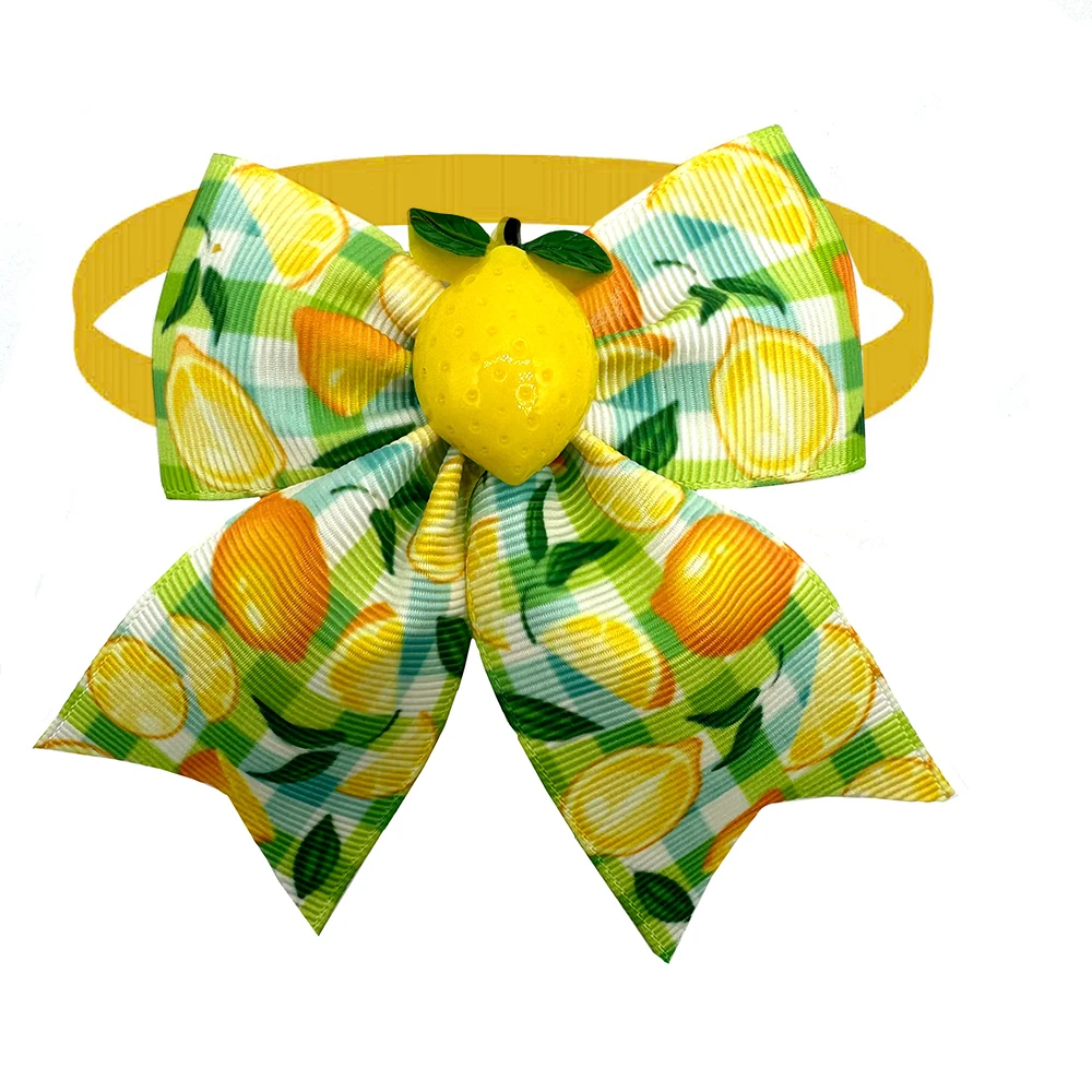 50szt Fruit Style Small Dog Bowties Lemon Pattern Pet Products Neck Tie Collar Pet Grooming Supplies for Small Dog Accessories