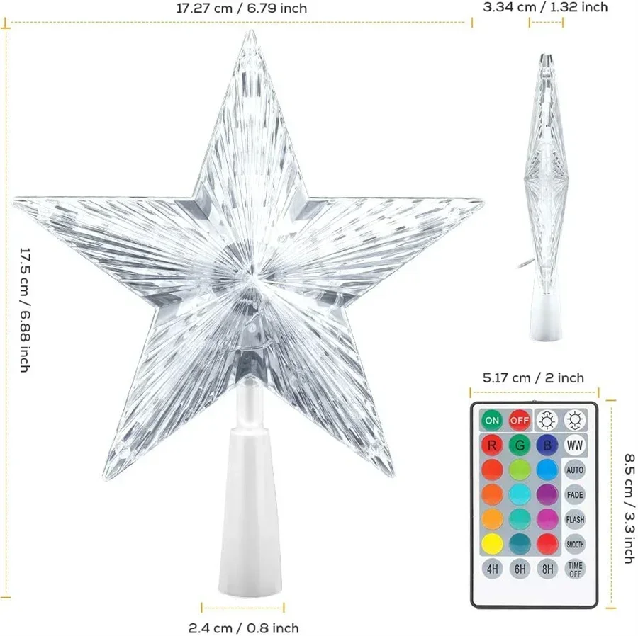 LED Christmas Star Christmas Tree Topper star light Decor 16 Color Changing Remote Controller Multicolor USB Powered Xmas Gift