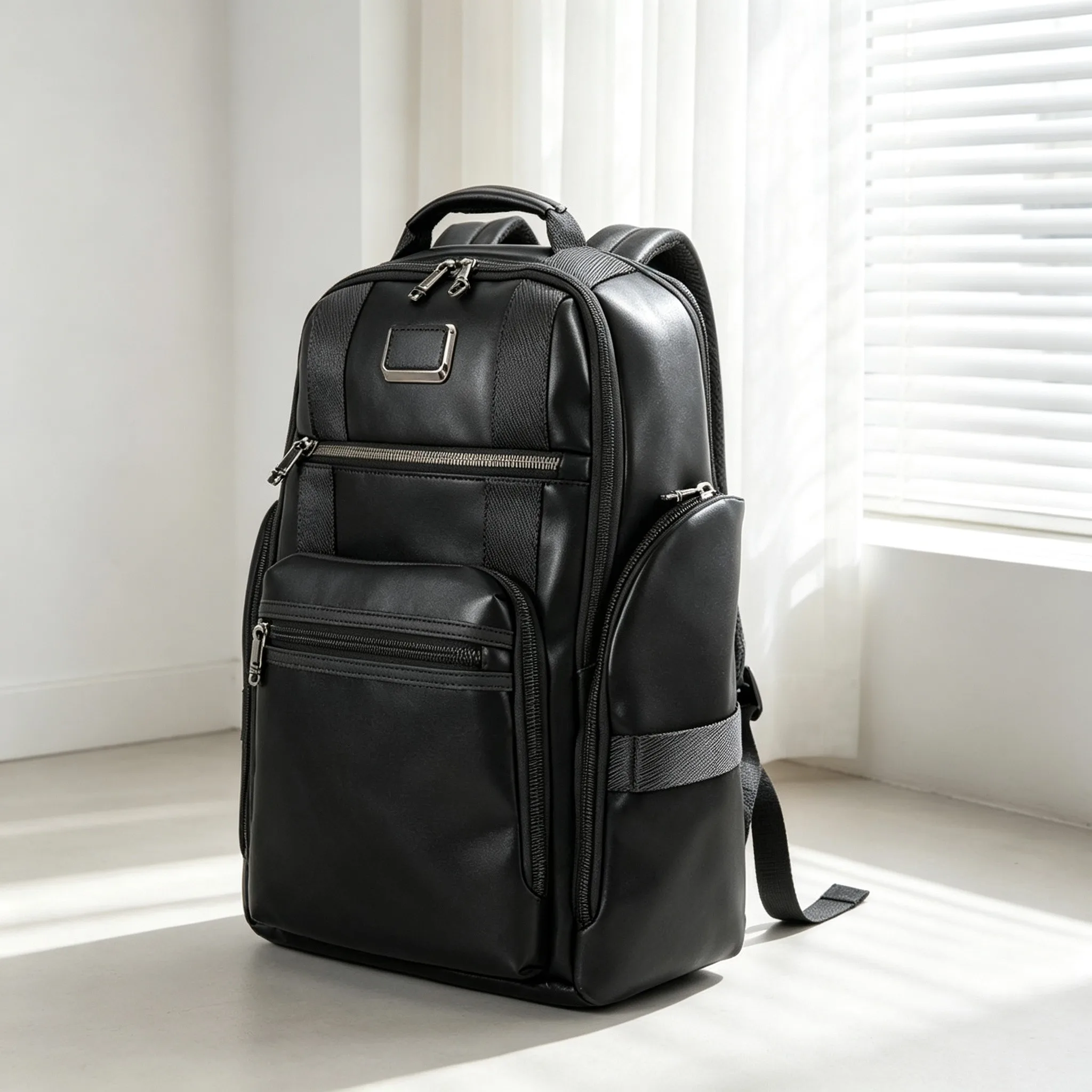 Men's Large Capacity Travel Backpack, Leather Casual Business Rucksack