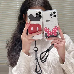 Disney Mickey Minnie Mouse kieszonkowe etui na telefon iphone 15 14 13 12 11 Pro Max odporne na wstrząsy krawędzie z osłoną na smycz