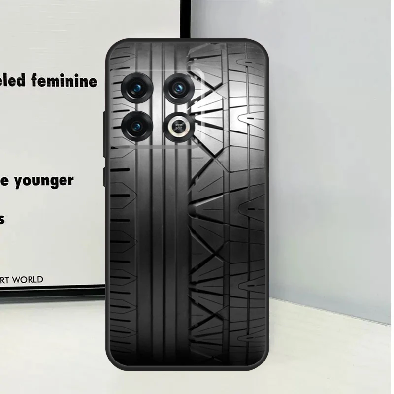 Black Tire Tyre Tread Texture Case For OnePlus 12R 10T 9R 10R 12 11 9 10 Pro OnePlus Nord 2 2T CE 3 Lite N20 N10 Cover image 2