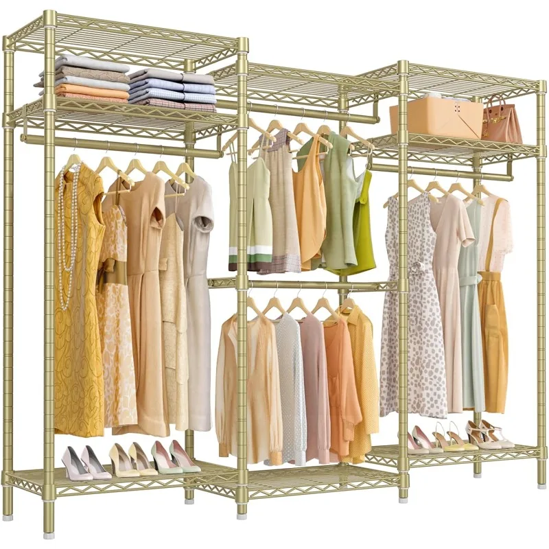 

Garment Rack Heavy Duty Clothes Rack, Portable Closet Wardrobe Bedroom Armoires Freestanding Clothing Rack