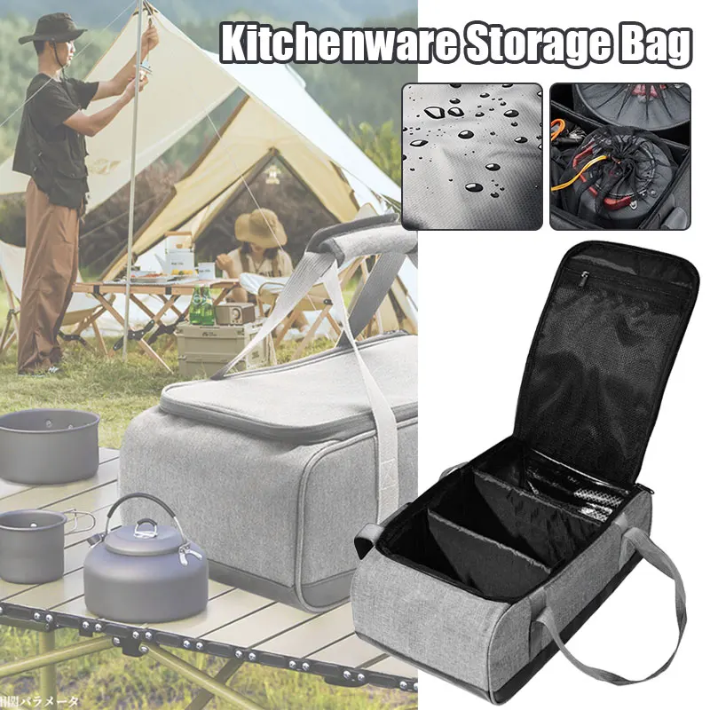 Preventing Bumping Large Capacity Storage Bag for Outdoor Picnic Camping Kitchenware Basket Gas Stove Pot Portable Carry Bag